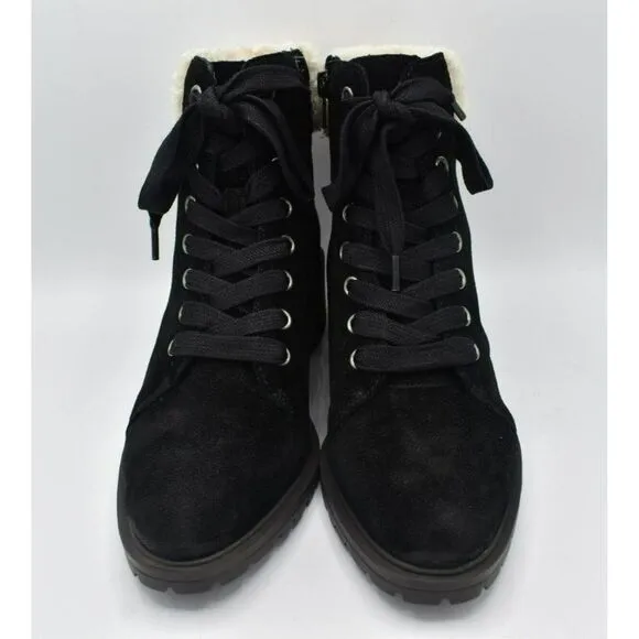 Lucky Brand Womens Size 8.5 Jacenia Suede Shearling Black Fashion Winter Boots