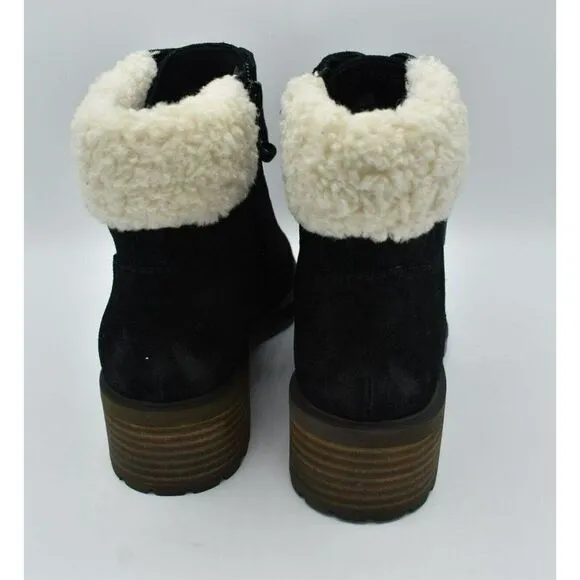 Lucky Brand Womens Size 8.5 Jacenia Suede Shearling Black Fashion Winter Boots