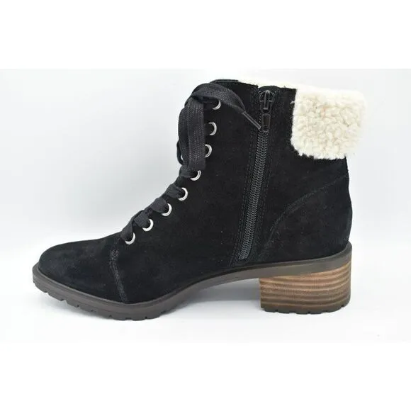 Lucky Brand Womens Size 8.5 Jacenia Suede Shearling Black Fashion Winter Boots