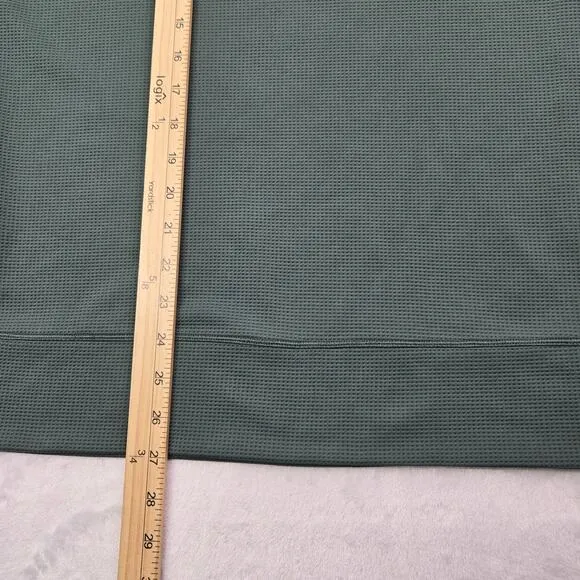 Lululemon Shift Stitch Shirt Men L XL Green Waffle Knit Crew Neck Classic Casual