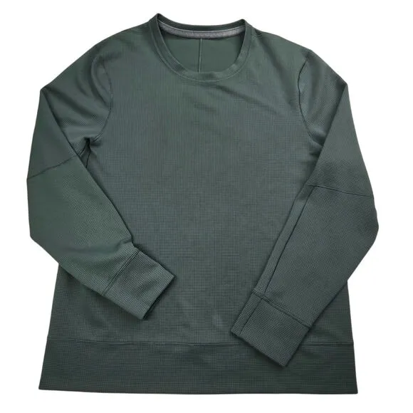 Lululemon Shift Stitch Shirt Men L XL Green Waffle Knit Crew Neck Classic Casual