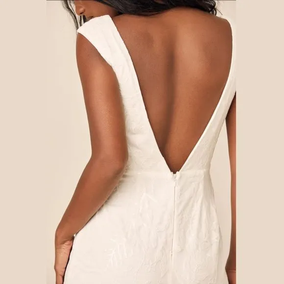 Lulus True Feelings White Sequin Embroidered Lace Maxi Dress M