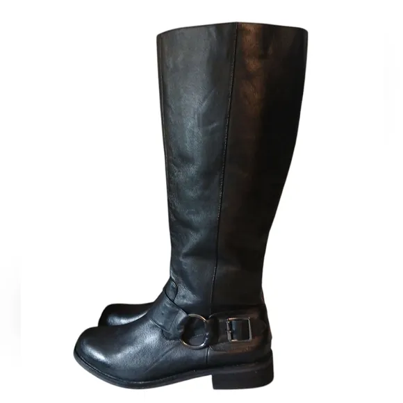 LUXE Black Knee High Boots Women'scTall Black Moto Boots Size 12