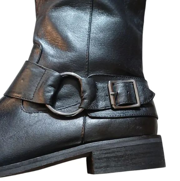 LUXE Black Knee High Boots Women'scTall Black Moto Boots Size 12