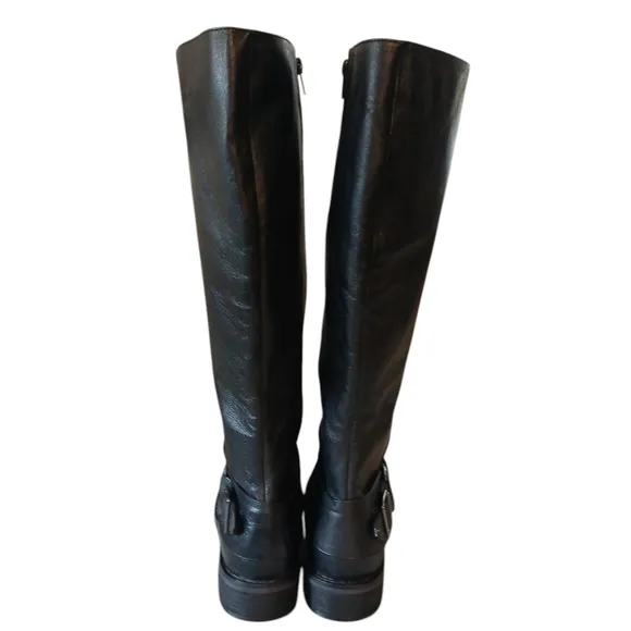 LUXE Black Knee High Boots Women'scTall Black Moto Boots Size 12