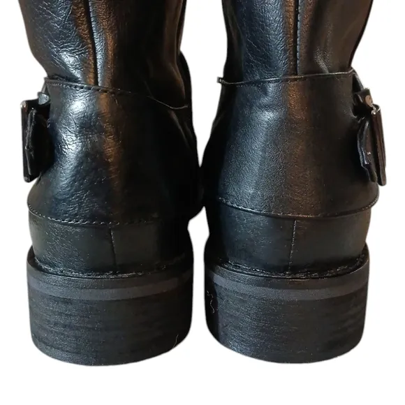 LUXE Black Knee High Boots Women'scTall Black Moto Boots Size 12