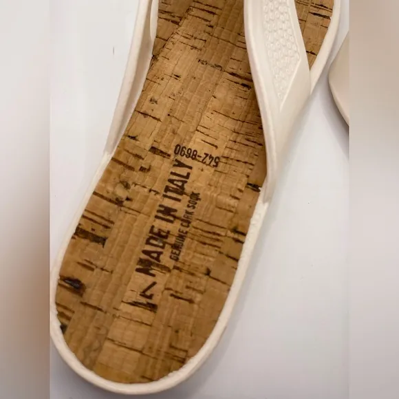 Made in Italy Genuine Cork Sock White Wedding Guest Sandals NWOT Womens 7 Beach