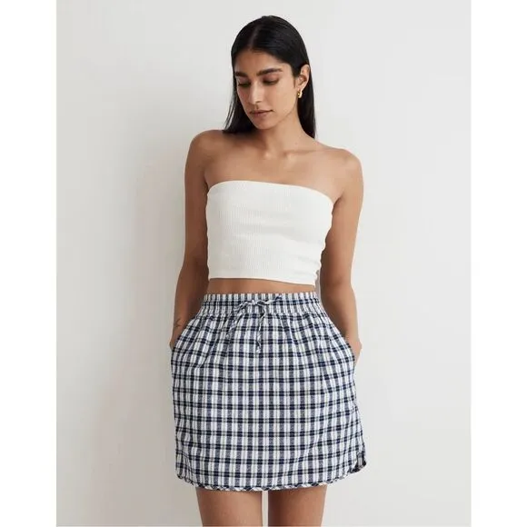 Madewell Curved-Hem Mini Skirt in Plaid Size L