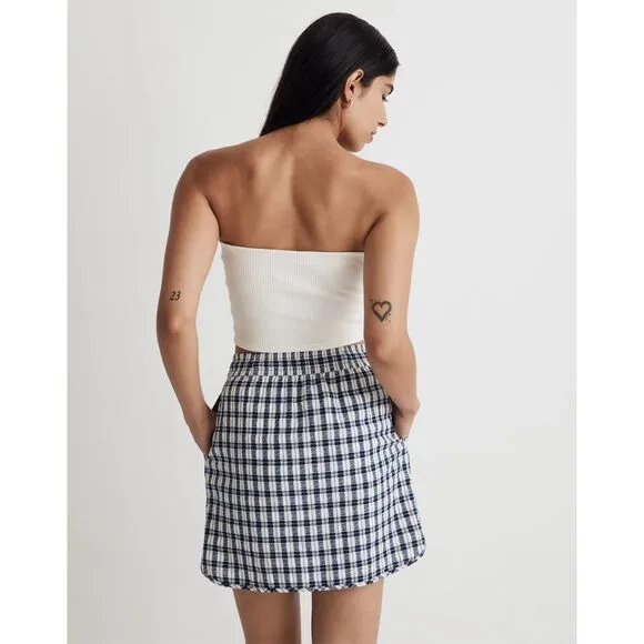 Madewell Curved-Hem Mini Skirt in Plaid Size L