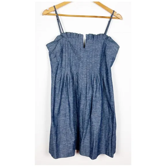 Madewell Denim PintuckCami Square Neck Mini Dress Blue Size 8