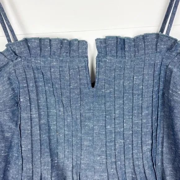 Madewell Denim PintuckCami Square Neck Mini Dress Blue Size 8