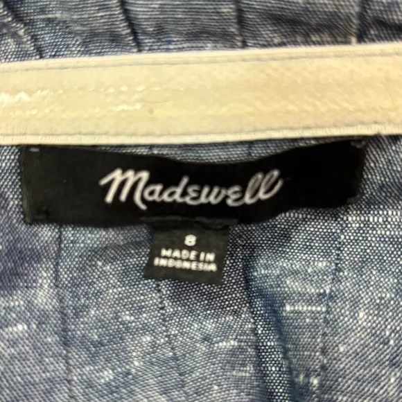 Madewell Denim PintuckCami Square Neck Mini Dress Blue Size 8