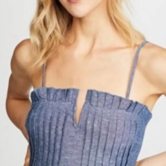 Madewell Denim PintuckCami Square Neck Mini Dress Blue Size 8