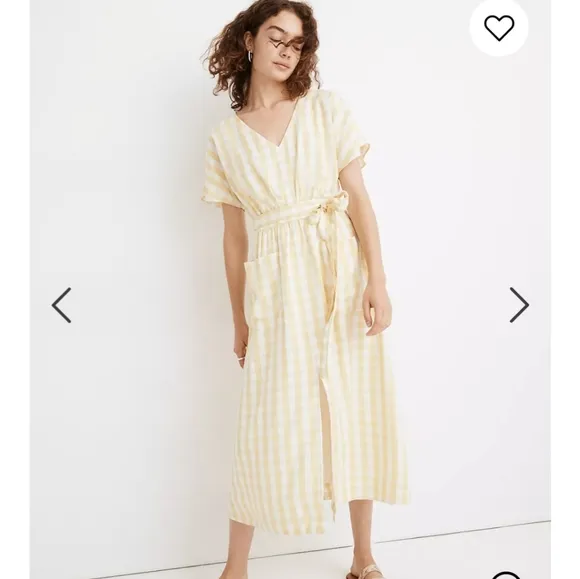 Madewell Dolman-Sleeve Midi Dress Gingham Check
