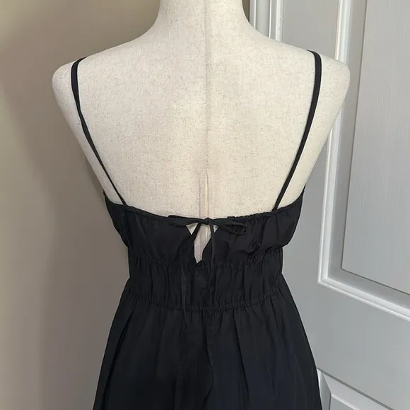 Madewell Embroidered Tank Midi Dress in Black Poplin