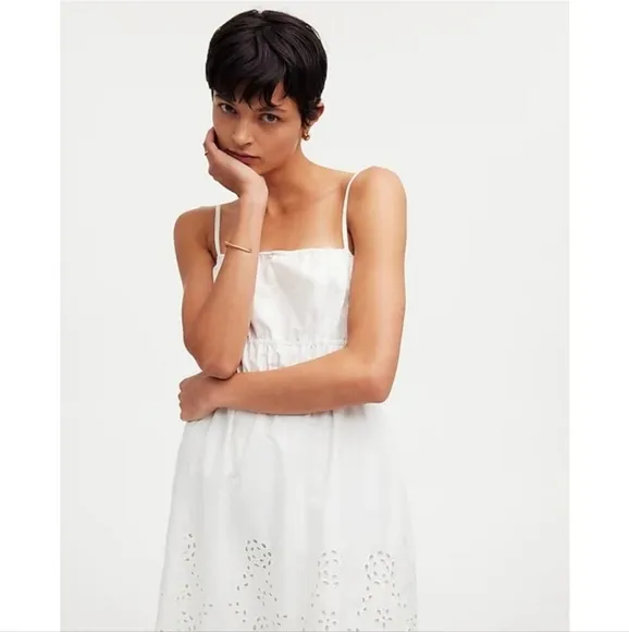 Madewell Embroidered Tank Midi Dress in Poplin 2 NWT