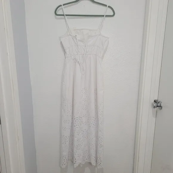 Madewell Embroidered Tank Midi Dress in Poplin 2 NWT