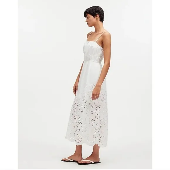 Madewell Embroidered Tank Midi Dress in Poplin 2 NWT
