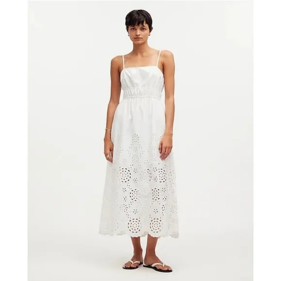 Madewell Embroidered Tank Midi Dress in Poplin 2 NWT