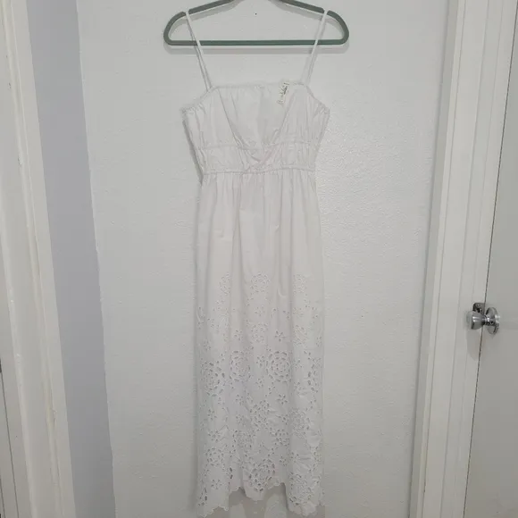 Madewell Embroidered Tank Midi Dress in Poplin 2 NWT