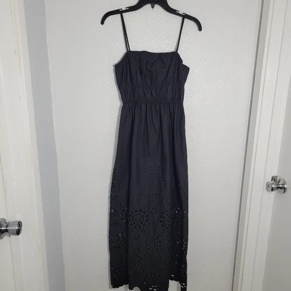 Madewell Embroidered Tank Midi Dress in Poplin