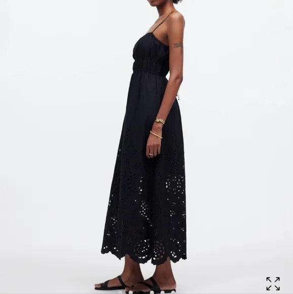 Madewell Embroidered Tank Midi Dress in Poplin