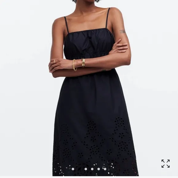 Madewell Embroidered Tank Midi Dress in Poplin