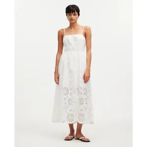 Madewell Embroidered Tank Midi Dress White Poplin Cottagecore Pockets US 4 NWT