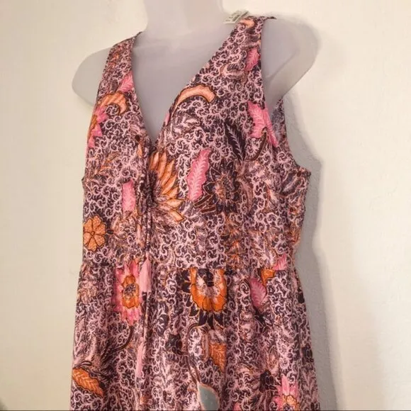 Madewell Floral Bali Blooms Midi V-neck Dress With Ruffled Hem &amp; Tassel Ties