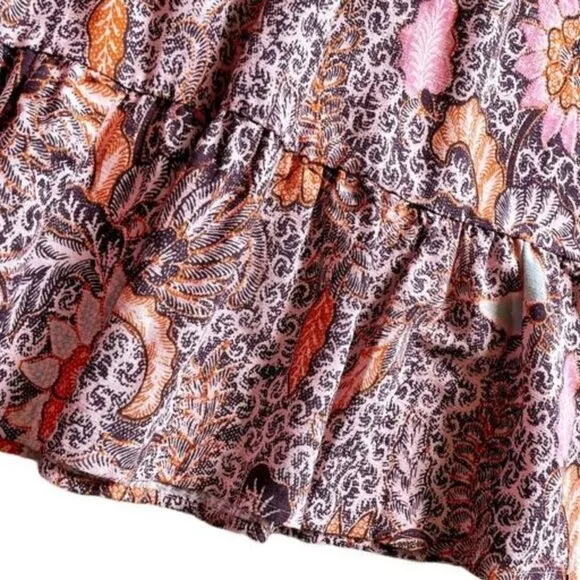 Madewell Floral Bali Blooms Midi V-neck Dress With Ruffled Hem &amp; Tassel Ties