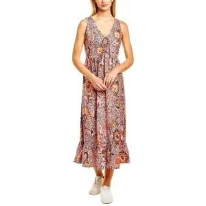 Madewell Floral Bali Blooms Midi V-neck Dress With Ruffled Hem &amp; Tassel Ties