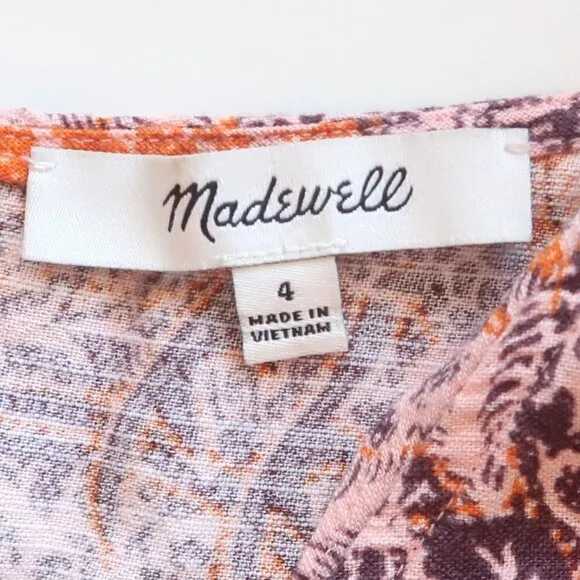 Madewell Floral Bali Blooms Midi V-neck Dress With Ruffled Hem &amp; Tassel Ties