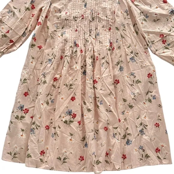Madewell Pintuck Puff-Sleeve Mini Dress in Seaside Floral