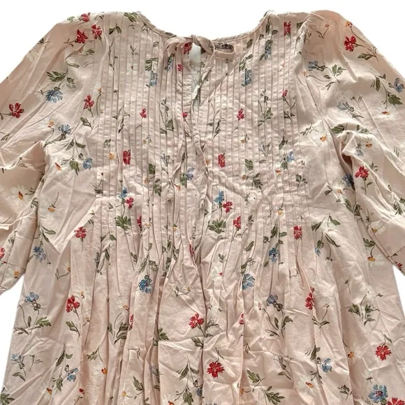 Madewell Pintuck Puff-Sleeve Mini Dress in Seaside Floral
