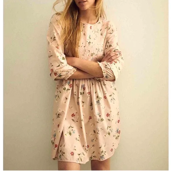 Madewell Pintuck Puff-Sleeve Mini Dress in Seaside Floral