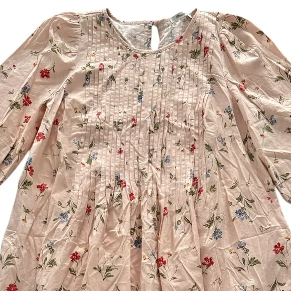 Madewell Pintuck Puff-Sleeve Mini Dress in Seaside Floral