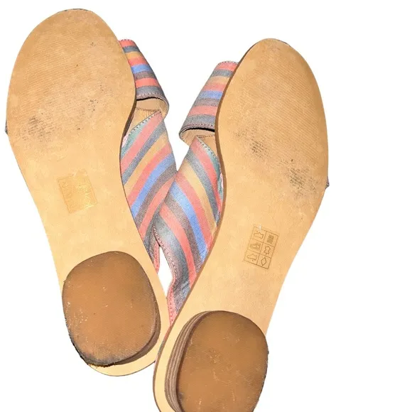 Madewell Ruthie Crisscross rainbow stripe mules slides slip on sandals size 9