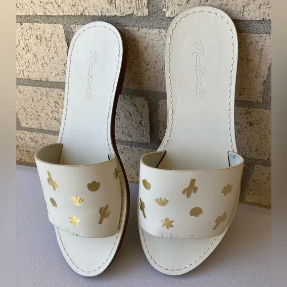 Madewell The Boardwalk Post Slide Sandal: Cactus Embossed Edition