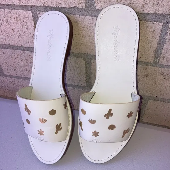 Madewell The Boardwalk Post Slide Sandal: Cactus Embossed Edition