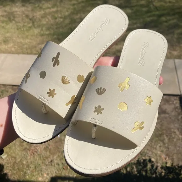 Madewell The Boardwalk Post Slide Sandal: Cactus Embossed Edition