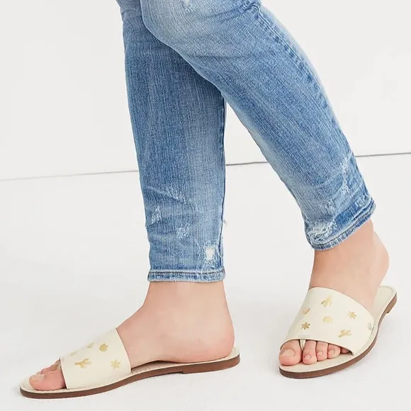 Madewell The Boardwalk Post Slide Sandal: Cactus Embossed Edition