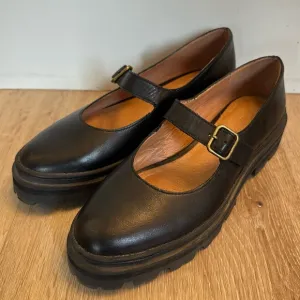 Madewell The Freya Platform Lugsole Mary Jane Shoes in Black Leather Size 7