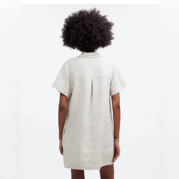 Madewell V-Neck Mini Dress in 100% Linen in natural undyed Women’s Size XS