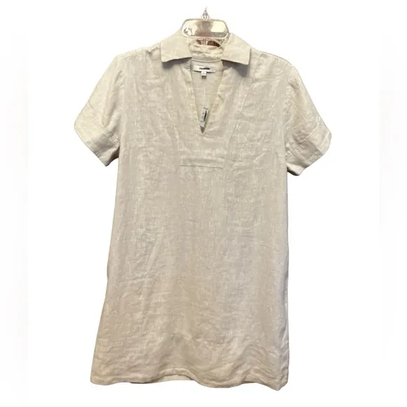 Madewell V-Neck Mini Dress in 100% Linen in natural undyed Women’s Size XS