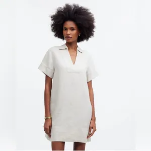 Madewell V-Neck Mini Dress in 100% Linen in natural undyed Women’s Size XS