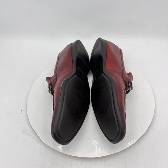 Magnanni Men Size 9M Brown Red Leather Loafer Horse bit Loafer Dress Shoes