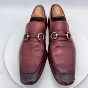 Magnanni Men Size 9M Brown Red Leather Loafer Horse bit Loafer Dress Shoes