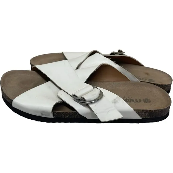 MAKALU of California Bali Sandals White Wide‎ Strap Slides Women's Size 7M