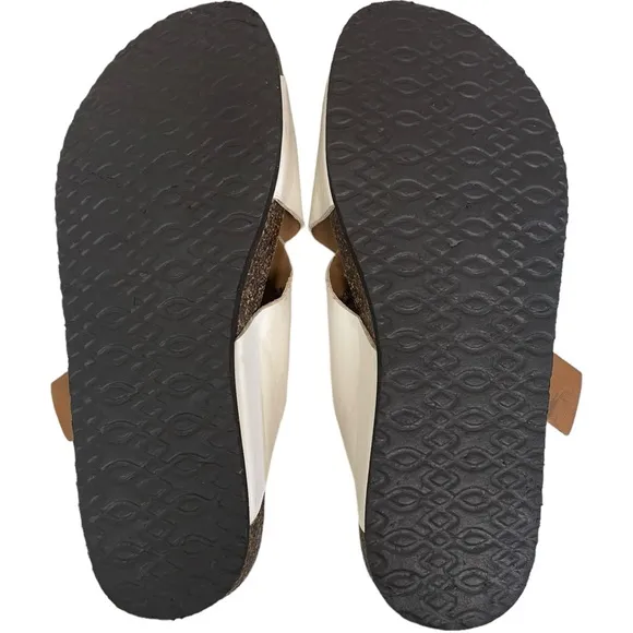 MAKALU of California Bali Sandals White Wide‎ Strap Slides Women's Size 7M
