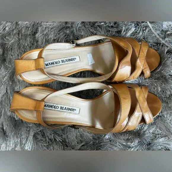 Manolo Blahnik Crisscross Sandals strappy dress shoe heels y2k open toe cage